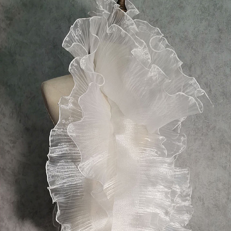 Width 13cm Eugen yarn transparent bright light large wave lace lace accessories mesh diy handmade clothing fabric