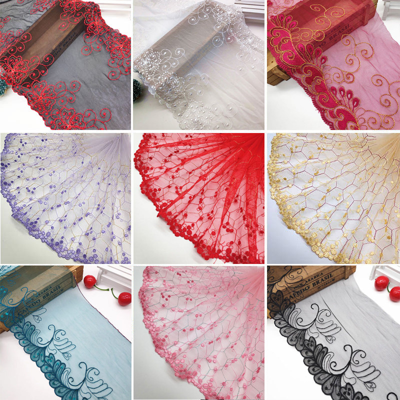 Clearance processing Lace color mesh Heavy embroidery Handmade diy baby clothing material Dress skirt decoration