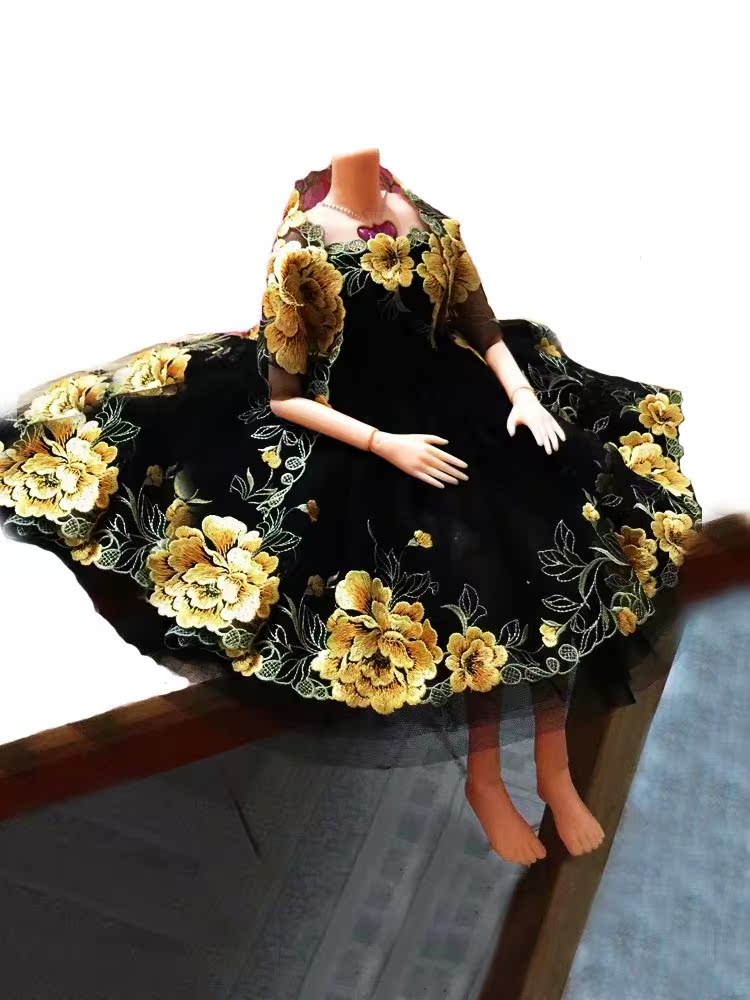 Colorful embroidery lace clothing lace accessories decorative skirt hollow out handmade diy Barbie doll width 20cm