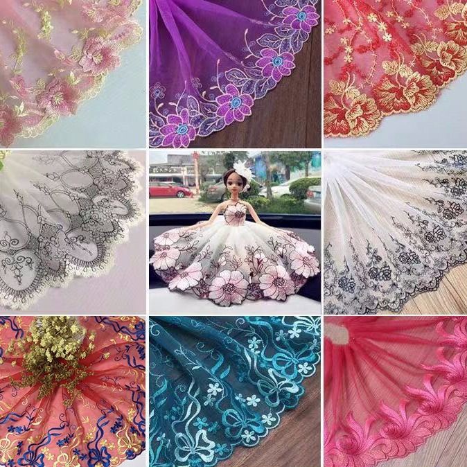 High quality pink fabric embroidery lace lace accessories clothing fabric handmade diy decorative material width 22cm