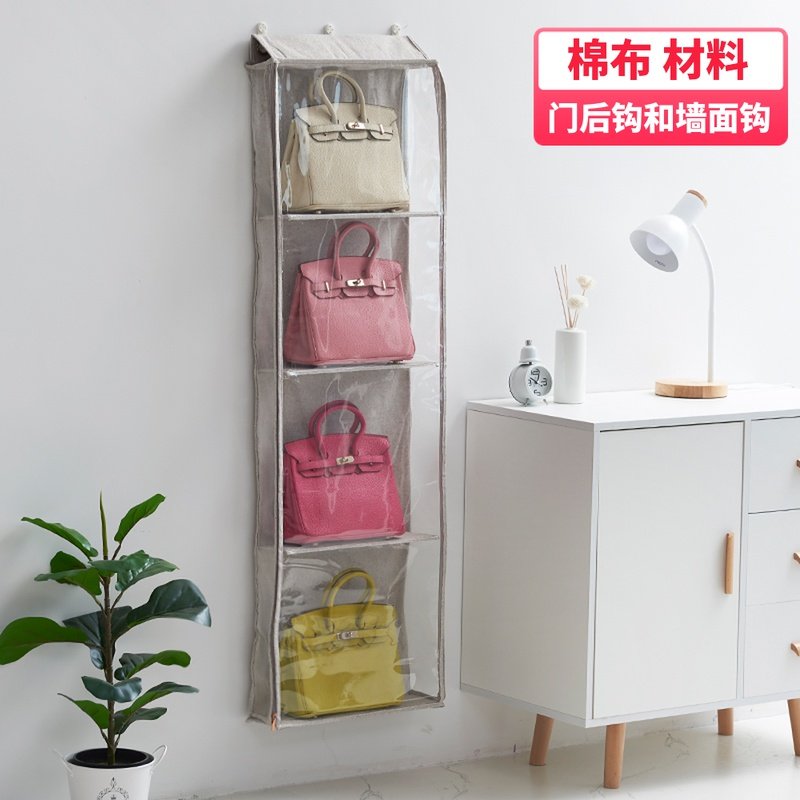 Door bag bag storage artifact hanging bag Japan seal transparent dust wall hanging bag hat bag bag storage shelf