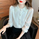 2023 doll collar lace shirt women's long-sleeved design sense foreign style hollowed out long-sleeved cotton shirt fashion age-reducing tops