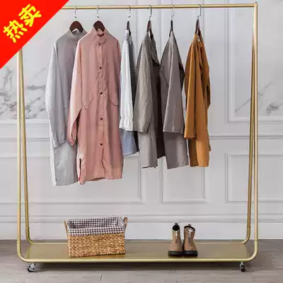 Golden clothing store display rack Floor-to-ceiling hanger Women's store Nakajima shelf Wedding rack removable push-pull pulley