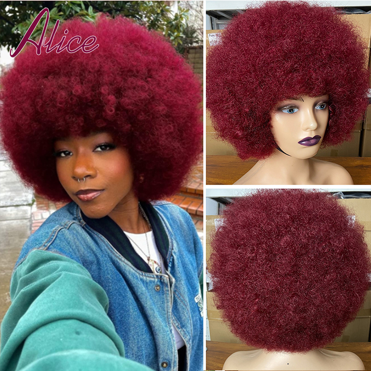 Alice 300% Density Glueless Wig Afro human hair 10inch Stock