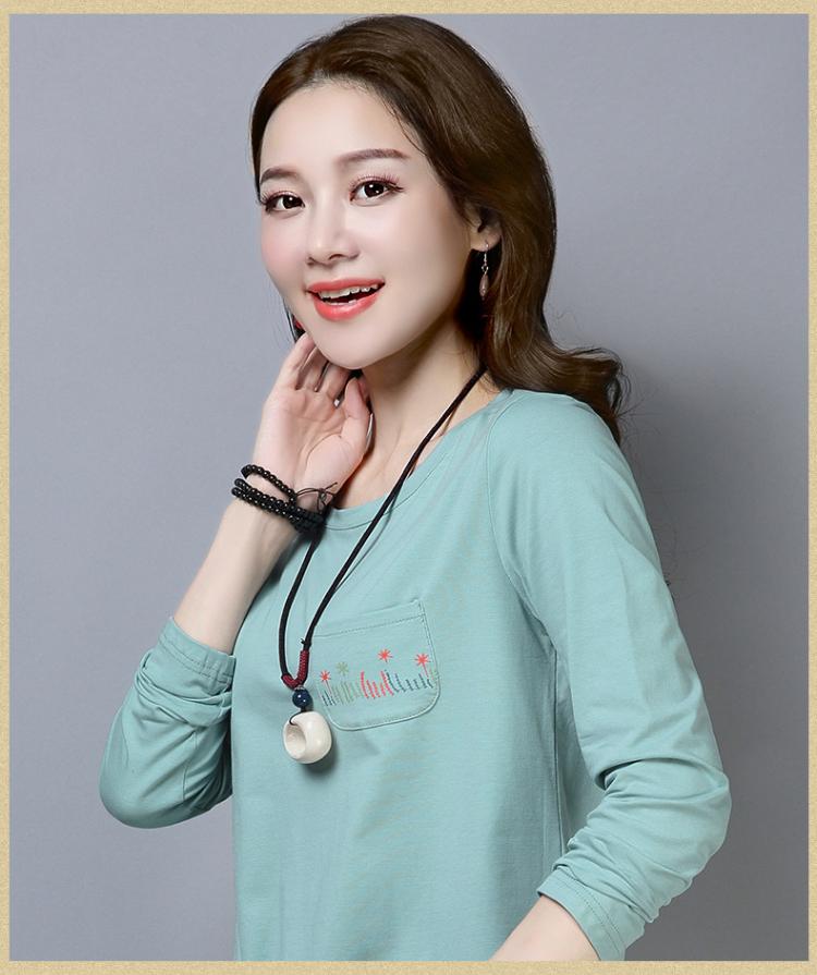 Áo dài tay nữ 2018 mới thu đông trung niên bên ngoài mặc 30 - 40 tuổi 50 chiếc áo thun cotton rộng mút hoang dã áo phông ngắn tay