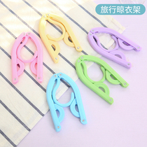 Portable travel foldable hanger outdoor multifunction telescopic clotheshorse plastic anti-slip small clothes hanger balcony