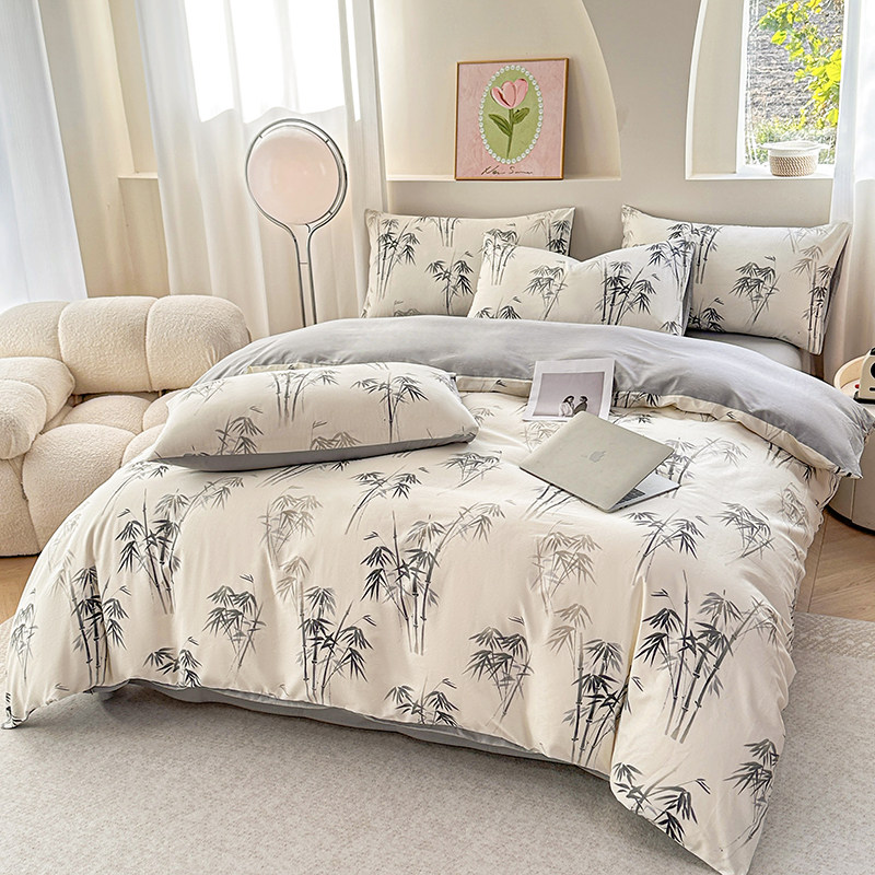 国潮墨竹叠影全棉四件套