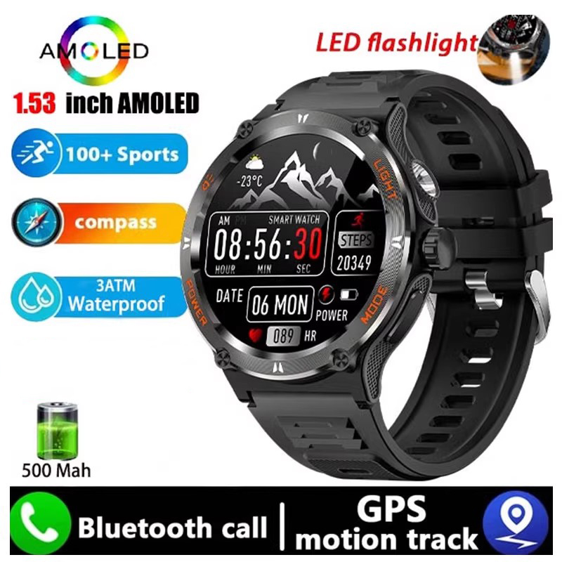 Sport Smart Watch Men Fitness Compass 3Atm Waterproof Bt Watch Sport Smart Watch Men Fitness Compass 3Atm Waterproof Bt Watch
