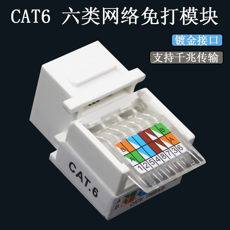 Category 6 Modular Rj45 Gigabit Pass-Through Network Computer Connector Panel Wall Socket, Floor Socket, Desk Socket