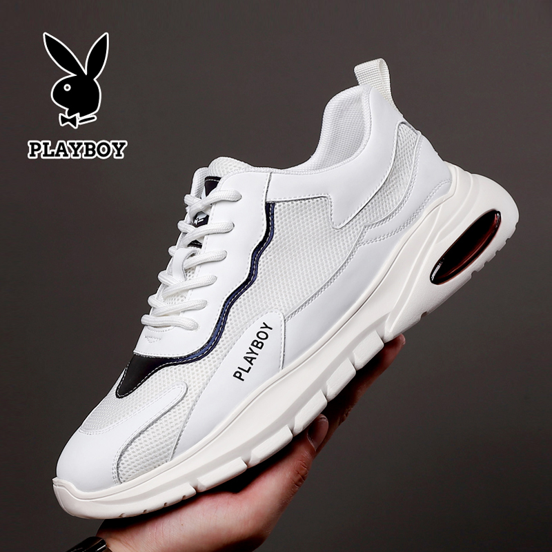 Playboy men's shoes 2022 new leather white shoes men's summer breathable Korean version all-match sports casual shoes men