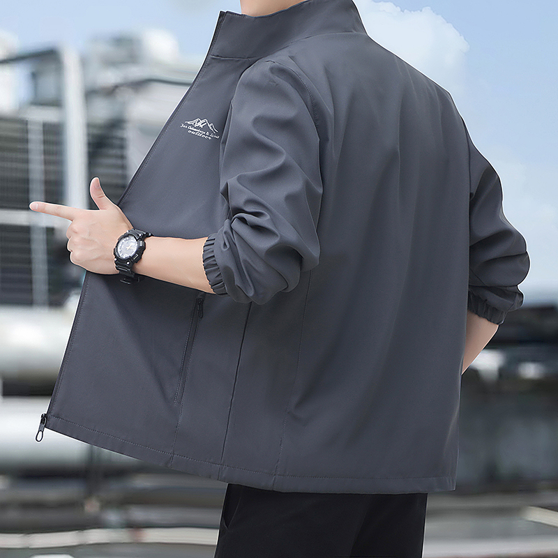 2025 Spring and Autumn New Men's Jacket Windproof Outdoor Sports Jacket Loose Large Size Stand Collar Coat for Men