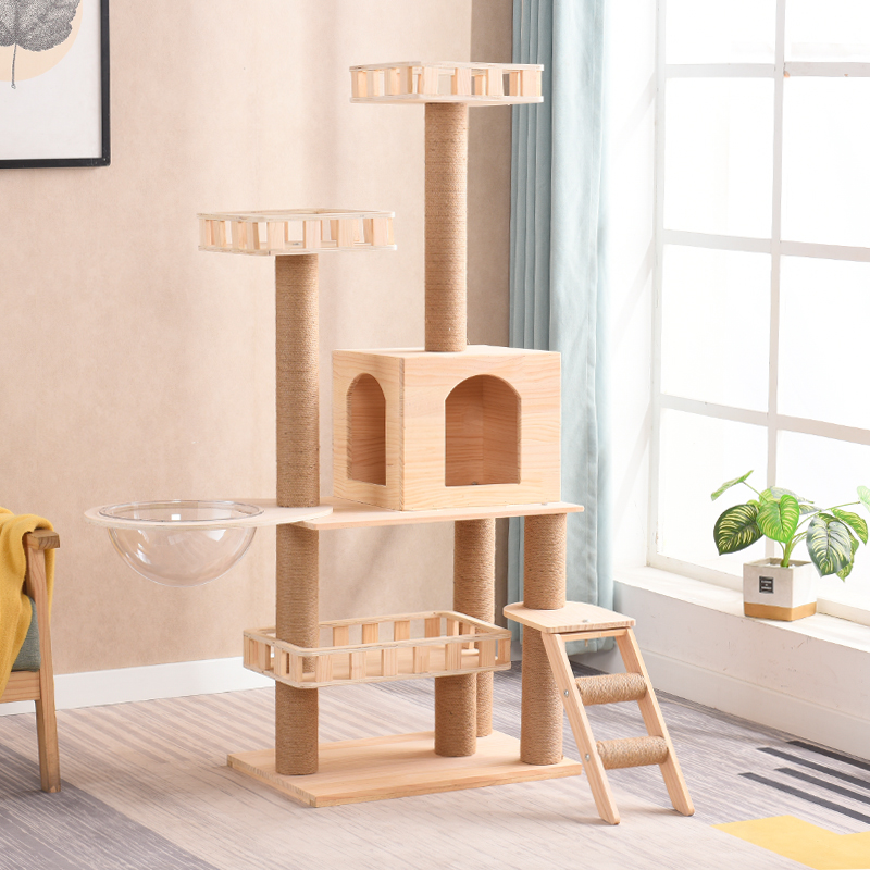 Cat Climbing Wooden Feline Cat Tree Integrated Large Practical Cat Grab Board Cat Grabbing Stud Kitty Cat Climbing Supplies Space Capsule