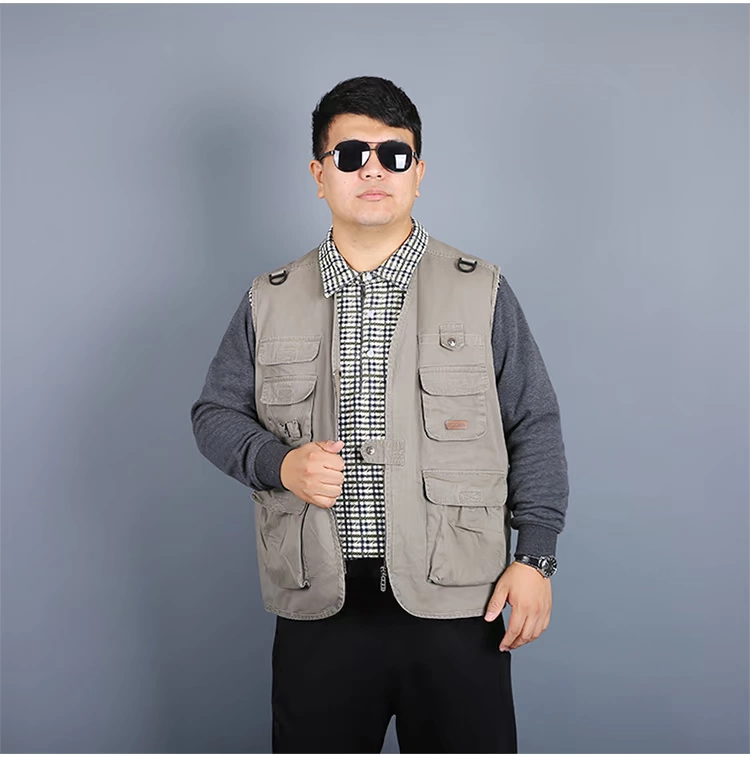 Mùa xuân và mùa thu cotton nhiều túi cộng với phân bón XL chụp ảnh câu cá nhiều mũ trung niên vest nam vest áo ba lỗ tập gym