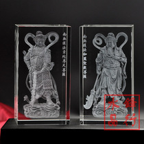  Crystal 3D inner carving three-dimensional Vedoga Bodhisattva blue Guan Gong guardian decoration Buddha statue Buddhist peripheral model can be customized