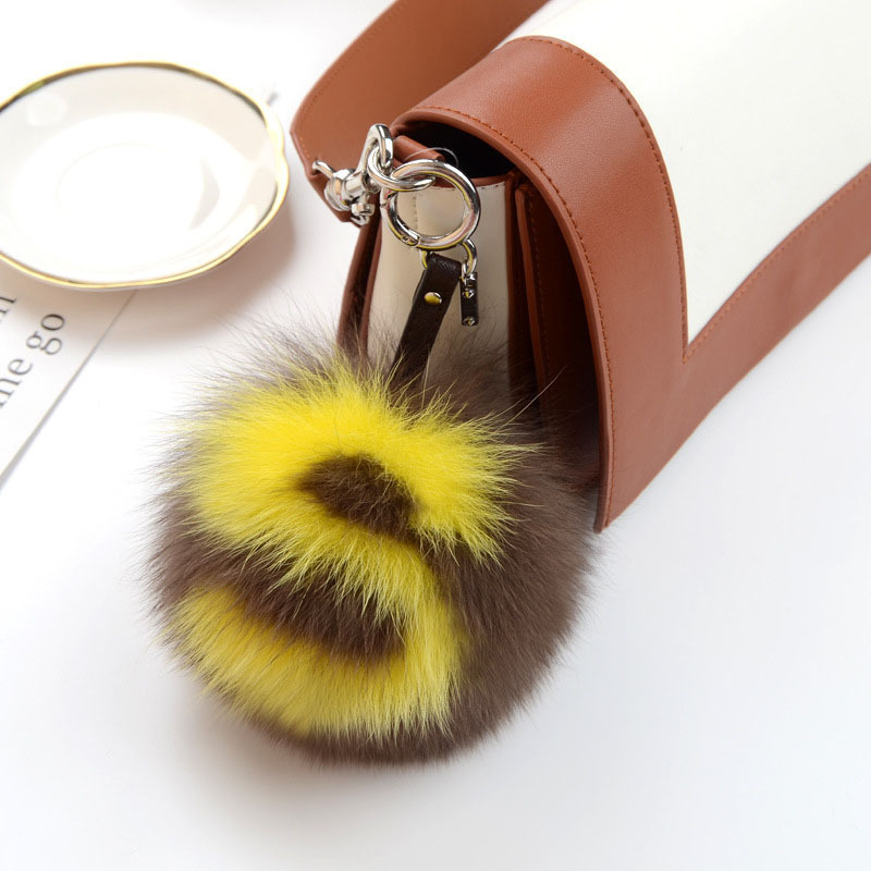 Oversized Letter Fox Fur Ball Pendant Bag Pendant Little Monster Fur Jewelry Keychain Plush Accessories for Women