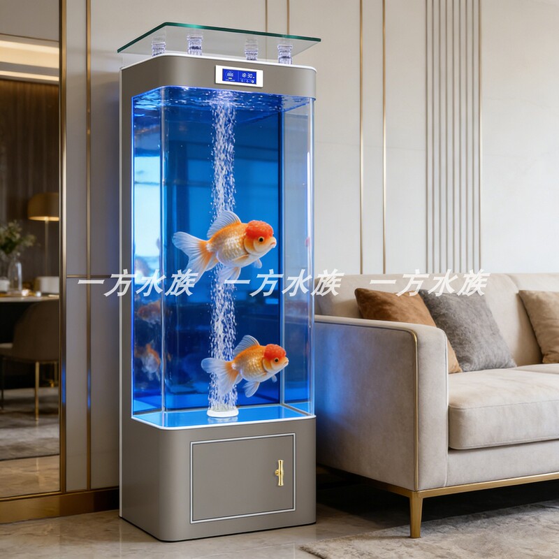 2026 New Model Fish Tank for Living Room, Small Vertical Square Ecological Self-Circulating Back-Filtering No-Water-Change Goldfish Tank for Home Use