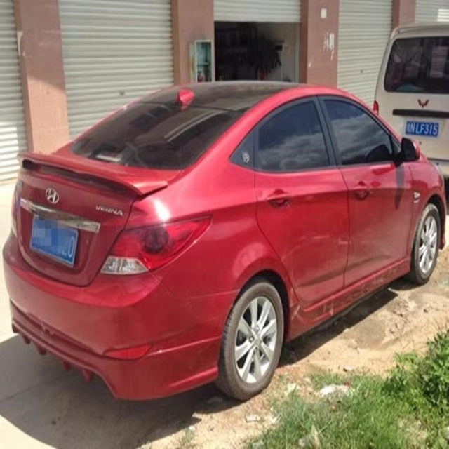 2011-2013 Hyundai Reina Modified Body Kit, Old Reina Sedan with Added Front and Rear Lip, Side Skirts, and Rear Wing