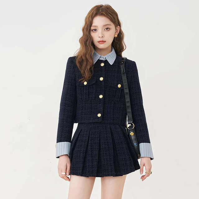 Lined 2026 Spring New Women's Little Chanel Style Two-Piece Set Petite Skirt Women's Outfit Set D3254