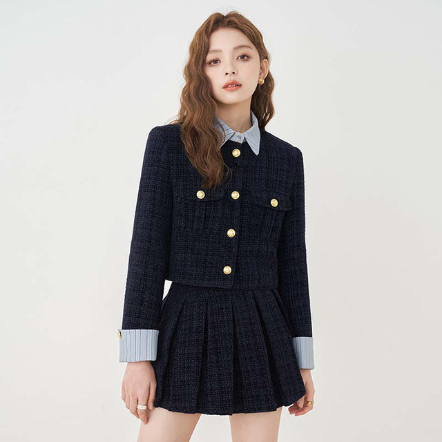 Lined 2026 Spring New Women's Little Chanel Style Two-Piece Set Petite Skirt Women's Outfit Set D3254