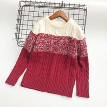 Foreign trade childrens clothing boys and girls sweater baby round neck thick knitted sweater top pullover warm base shirt