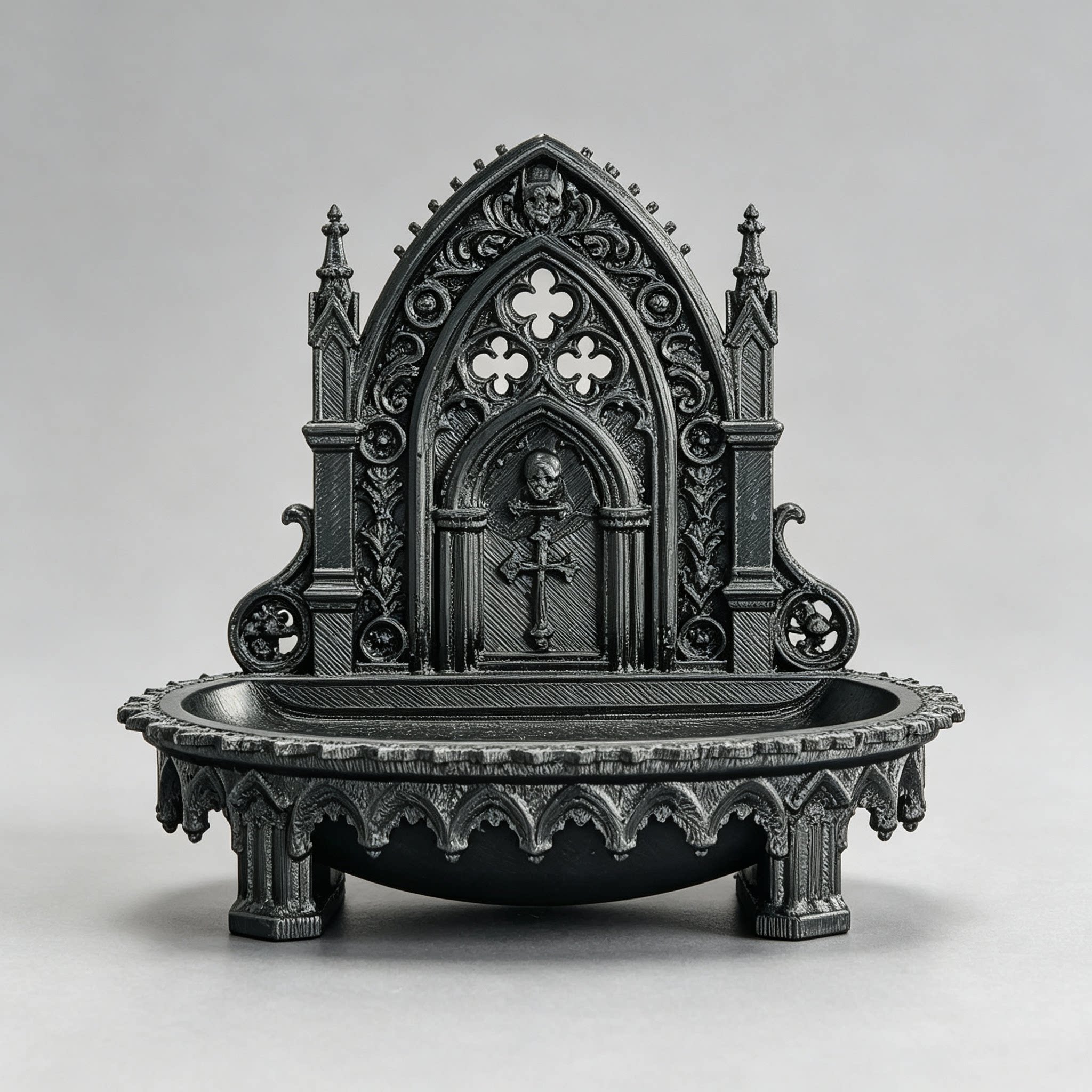 3D Printed Dark Gothic Style Jewelry Tray, Retro Cross and Skull Storage Plate, Niche High-End Desktop Ornament