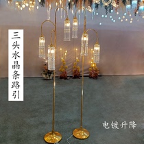 New wedding props electroplating lifting three Crystal strips road lead wedding stage decoration ten wedding hall chandelier