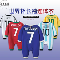 Male and female baby baby long sleeve climbing football team male and female child newborns one-piece clothing bag fart autumn new