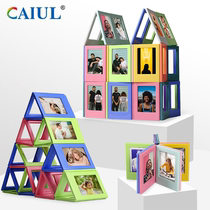 Fuji Polaroid mini3 inch magnetic film building block photo frame assembly photo setting table creative refrigerator sticker