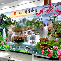  Diamond painting 2021 cross stitch new living room full of diamonds running water making money landscape painting crystal dot stickers diamond embroidery
