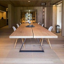 Nordic solid wood conference table Modern minimalist industrial style dining table loft staff desk old retro long table