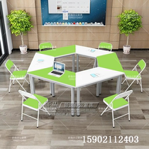 Primary school art training desks and chairs trapezoidal splicing desks hexagonal combination conference table activity room tables and chairs