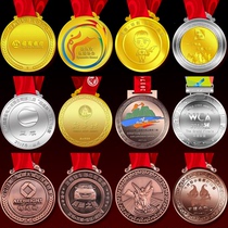 International marathon medal ten thousand people hiking wellness sports pure bronze medal high quality pure gold pure silver