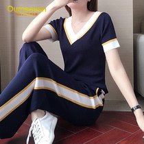 OUROSESAN LIGHT EXTRAVAGANT Fashion Knitted Pendant Sensation Broadlegged Pants Casual Sports Suit Women New Two Sets