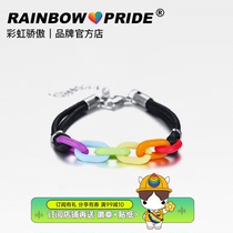 RainbowPride Titanium Steel Color Acrylic Wax Rope Adjustable Bracelet Neutral Gay Gay Gay Brief Approx.
