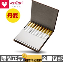 European imported original creative 10-piece stainless steel leather cigarette case ultra-thin mens personality high-grade cigarette case