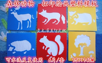 Early Education Kindergarten Art Area Corner Material Plastic Hollow Painting Template Deer Car Animal Educational Toy Roller Brush