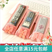 Transparent cartoon lace bow fabric remote control sleeve TV air conditioning set-top box protection silicone dust cover