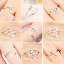 Light luxury Hong Kong style letter ring CHIC female fashion personality Korean version of the tide net red adjustable simple student