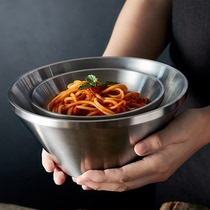 Korean stainless steel salad bowl double brushed soup bowl snowflake ice V-shaped bowl 304 stainless steel vegetable salad bowl