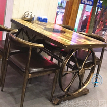 Restaurant Dining table Hotel Commercial gas stove Hot pot table induction cooker integrated hot pot restaurant barbecue table and chair combination