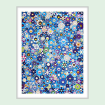 Trendy Art] Murakami Sunflower Salute Series Blue pro-signed offset printing spot