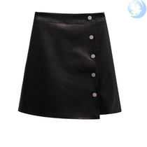  Hong Kong taste ins super fire leather skirt skirt womens autumn 2018 new high waist irregular breasted a-line skirt hip short