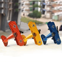 Retro iron art Twin Wing Aircraft Model Making Old Iron Sheet Aircraft Gift Gift Photography Props For Old Desktop Pendulum