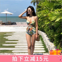 2021 Korean Bubble Spa Swimsuit Lady Conjoined Sexy Bikini Small Breasts to Hide The Skinny Conservative Swimsuit