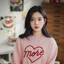 Korean official website milkcocoa spring women sweet and romantic red cute peach heart age reduction love earrings