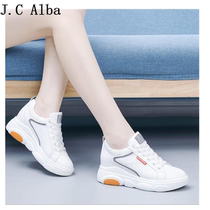 Womens small white shoes 2022 new trendy leather womens shoes winter Korean version thick bottom inner height increase all-match foreign style shoes