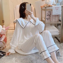 Pajamas ladies spring and autumn 2021 new autumn cotton silk long sleeve thin sweet student Korean version of home clothing winter suit