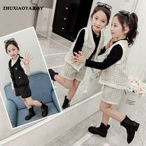 Girls celebrity set 2020 Autumn New Super Foreign Air small fragrant wind jacket vest shorts two-piece set