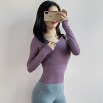 Autumn and winter new fitness clothes womens long-sleeved sports top running t-shirt tight sexy net red yoga suit base shirt