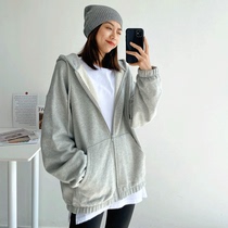 Korea Plus Size Loose Mens Cardigan Jacket 2020 Autumn New Gray Medium Long Sweater Hoodie Couple Tide